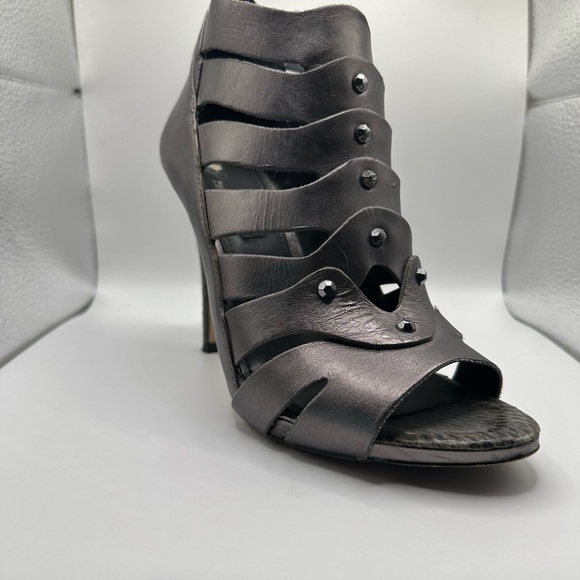 WHBM Leather Caged Peep Toe Heel, Gunmetal - Picture 5 of 11